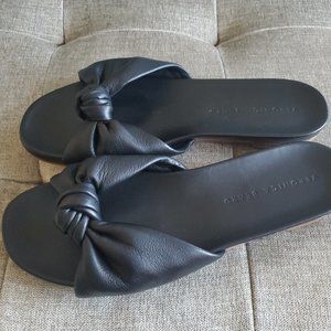 Veronica Beard Etra Calfskin Knot Slide Sandals